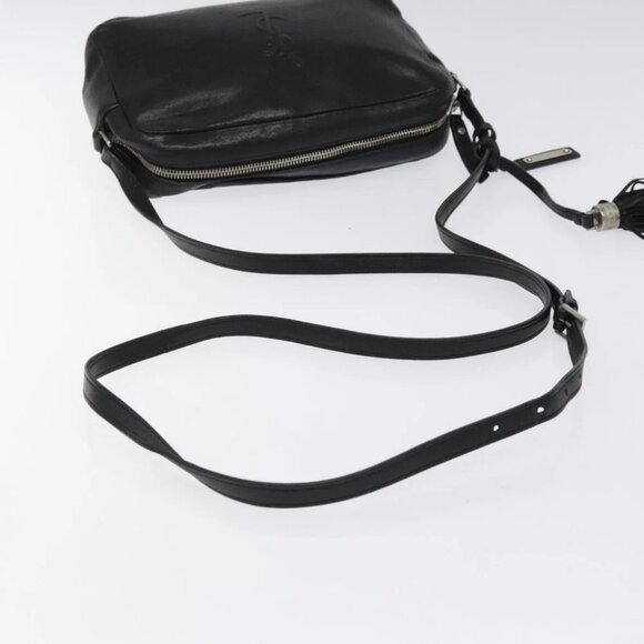 SAINT LAURENT Lu Camera Bag Leather Black Gold Auth bs26172 - Picture 8 of 16
